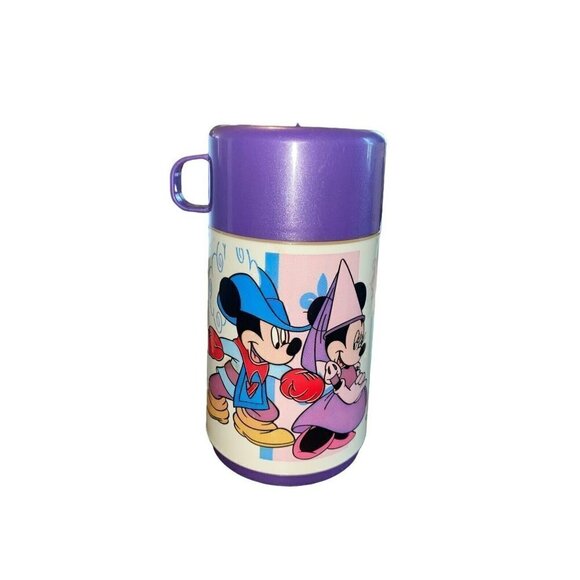 - Vtg Mickey Mouse Minnie Aladdin Plastic Thermos Blue Disney Princess Kni… - Picture 7 of 7